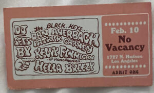 The Black Keys -private  DJ Set - No Vacancy Admission Card Collectible. RARE