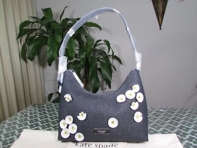 Nuevo con etiquetas Bolso de Hombro Pequeño Kate Spade Sam Icon Floral Embellecido Denim KB130 Índigo Foto 1 de 4