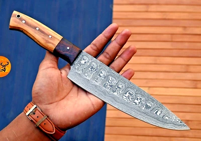 HANDMADE CUSTOM HAND MADE FORGED DAMASCUS STEEL CHEF KNIFE KITCHEN 2071