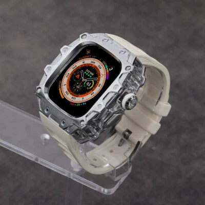 For Apple Watch Ultra 2 49mm Mod Kit Crystal Stainless Steel Case Rubber Band - Image 1 of 4