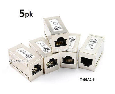 5-PACK Shielded RJ45 CAT.6a Network F/F GIGABIT Ethernet InLine Coupler - Image 1 of 2