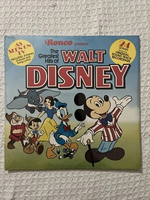 Disco de vinil The Greatest Hits Of Walt Disney LP com recortes 1976 24 músicas EUA - Imagem 1 de 4