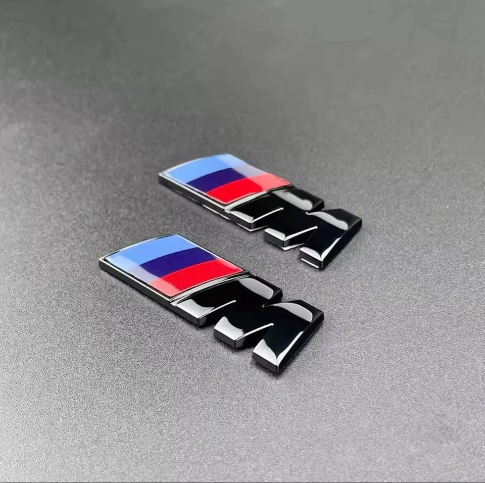 BMW M Sport High Gloss Black OEM+ Side Wing Badge Emblem 45x15mm 2x Pair