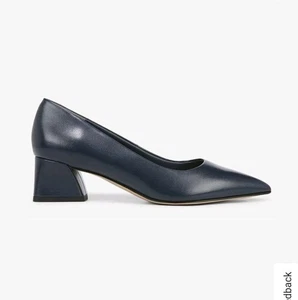 FrancoSarto Racer Pump Sculpted Block Heels Navy Blue Size 7M New $120 - Picture 1 of 19
