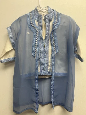 Boy's Moroccan 3pc Jabador Kids Thobe Set Jubbah Bisht Djellaba Sky Blue Size 1 - Image 1 of 2