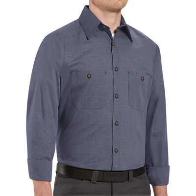 Red Kap Men's Long Sleeve Microcheck Uniform Shirt - Image 1 of 2