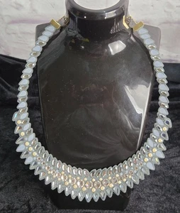 Swarovski Crystal Embellished Statement Necklace With Gold-Tone Chain & Adjustab - Picture 1 of 9