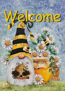 Welcome Spring Honey Bumble Bee Gnome Garden Flag, Summer Yard Outdoor Home D... - Picture 1 of 7