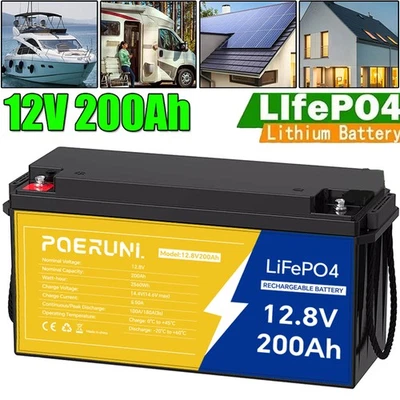 12V 200AH LiFePO4 锂电池 15000+ 深循环 200Ah 内置 BMS 2560Wh — 第 1/4 张图片