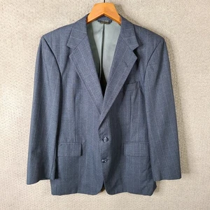 Vintage Strathmore Jacket Mens 42R Gray Blue Striped Blazer 2 Button Coat USA - Picture 1 of 11