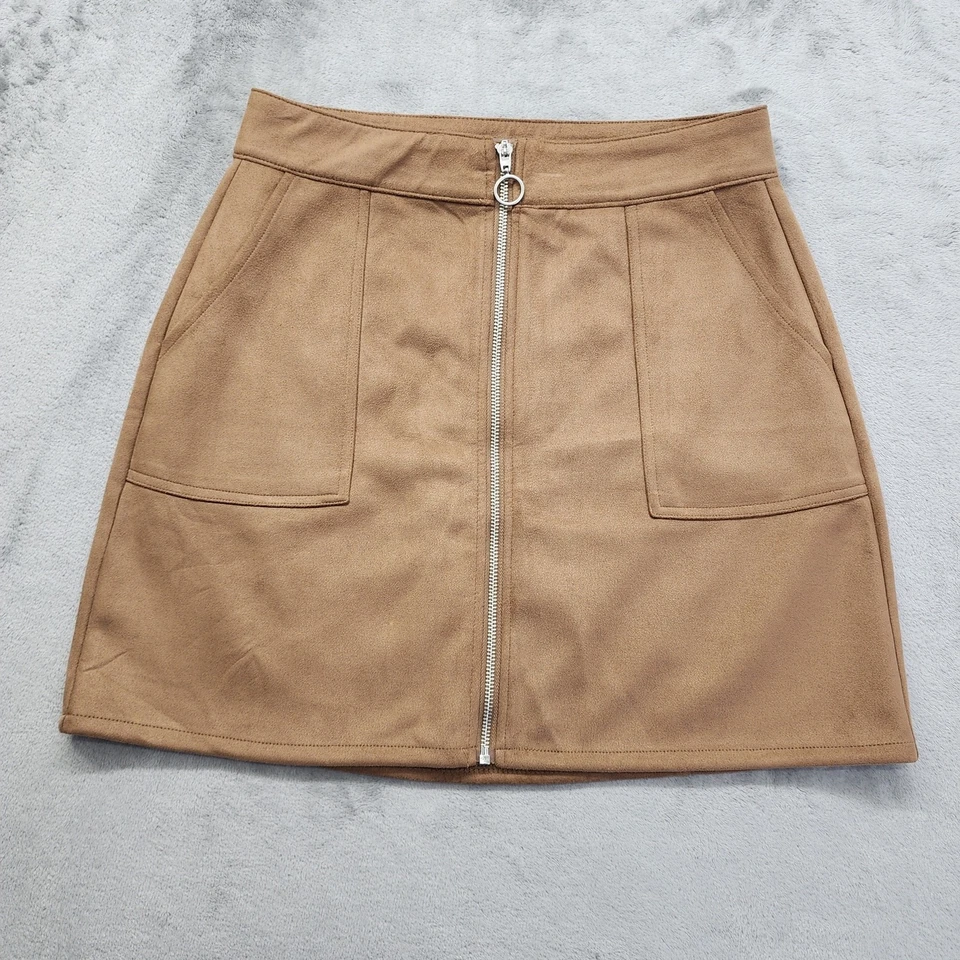 Falda Maurices Imitación Gamuza Cremallera Frontal Talla 8 Marrón Mini Elastizada Bolsillos Ajustados Foto 1 de 4