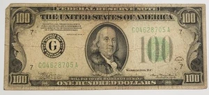 1934-A Federal Reserve $100 Currency Note - Good - Picture 1 of 6