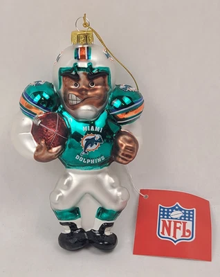 Miami Dolphins Vidrio Navidad Adorno Jugador de Fútbol 6" Árbol de Vacaciones Decoración Foto 1 de 4