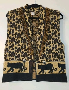 Chaleco 100% Algodón Patrón Leopardo/León/Safari Talla M Hecho en EE. UU. - Imagen 1 de 6