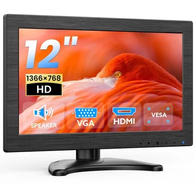 EM116DF 12-inch Small Monitor: 1366x768 HD Resolution Mini LED Screen with HD... - Immagine 1 di 4