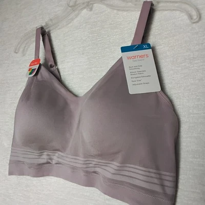 Warners Bra XL Easy Size Seamless Wireless Wide Band Model 5501 Light Purple NWT - Image 1 of 4