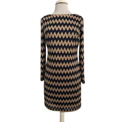 Vestido para mujer Jessica Howard 10P Y2K dorado azul marino chevron forrado de encaje fiesta boho Foto 1 de 4