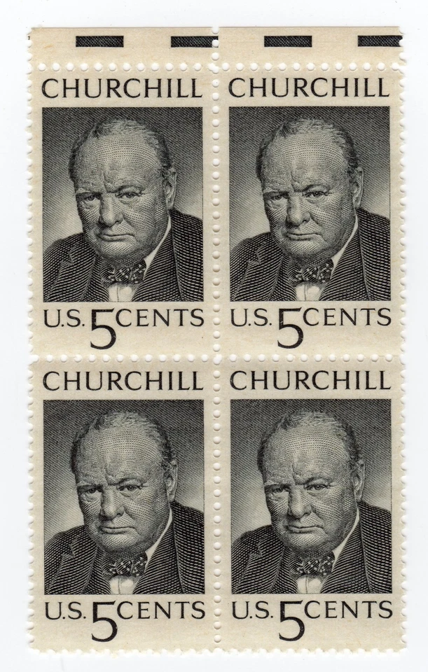 Scott #1264 Winston Churchill Block of 4 Stamps - MNH w/top selvage - Image 1 of 1