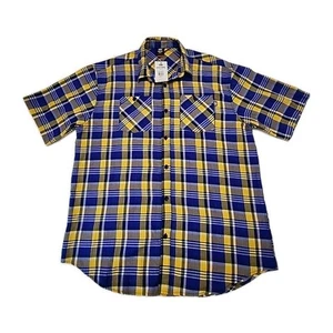 Ecko Unltd Mens Shirt Blue White Yellow Plaid Pocket Button Big Tall Size 3XLT - Picture 1 of 17