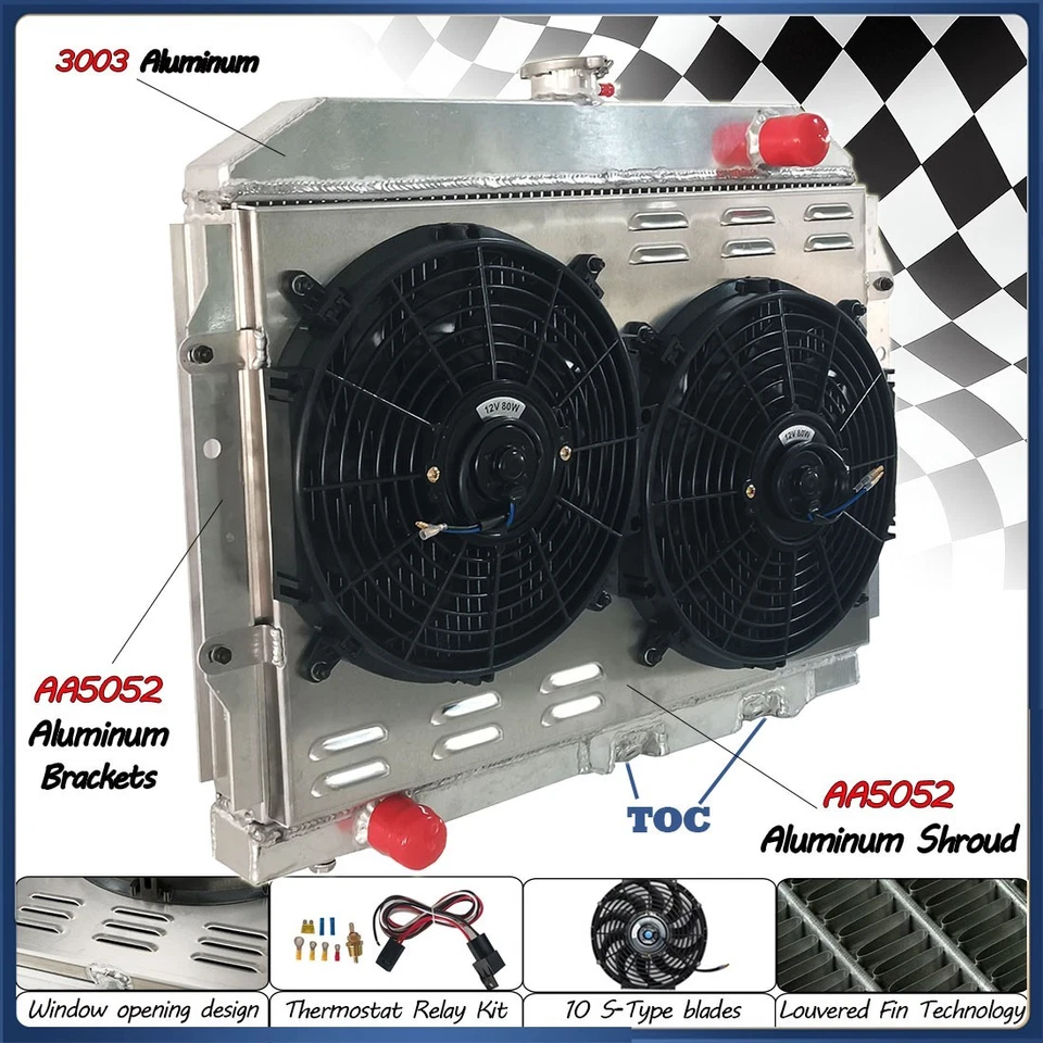 Radiador + cubierta + ventilador + relé para 58-74 AMC Ambassador/Javelin/AMX/SST/DPL/Matador Foto 1 de 4