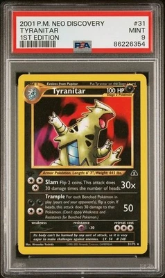 Tyranitar Neo Discovery 31/75 Non Holo Rare 1st Ed. Edition PSA 9 Pokemon Mint - Image 1 of 2