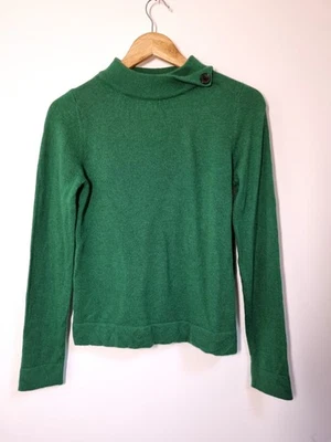 Hobbs Talia Jumper Size S Green Cashmere Merino Button Collar - Image 1 of 4