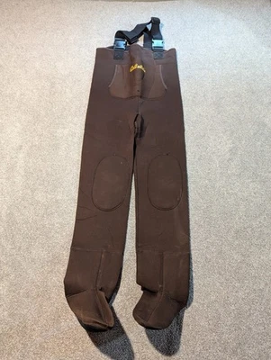 Cabelas Waders Mens Small Brown Overalls Fishing Neoprene  - Image 1 of 4