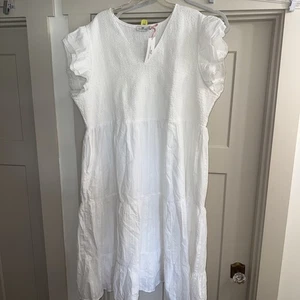 NWT $228 Vineyard Vines Women's Plus Size 3X Poplin V-Neck Midi Dress White - Picture 1 of 5