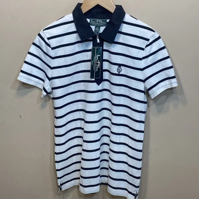 LAUREN Ralph Lauren Polo Shirt Women’s L Black White Striped Golf NWT $54.00 T16 - Image 1 of 4
