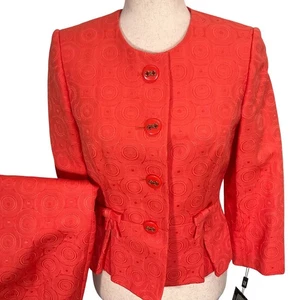 Tahari ASL Rock Anzug Damen 2 Petite Coral Papaya Alison Kreis Struktur Lebendig - Bild 1 von 16