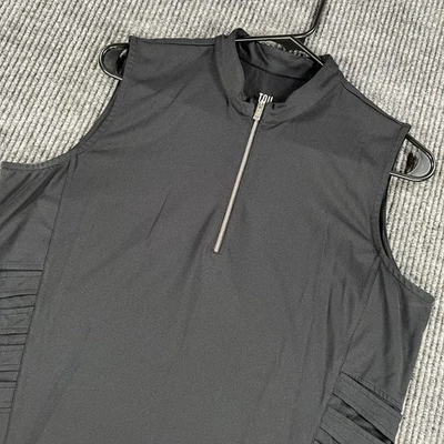 Camisa polo cola para mujer grande negra sin mangas 1/4 cremallera golf tenis pickleball Foto 1 de 4