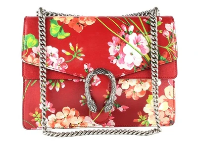 *Bolso de cuero rojo Gucci Dionysus cadena mediana flores Foto 1 de 4