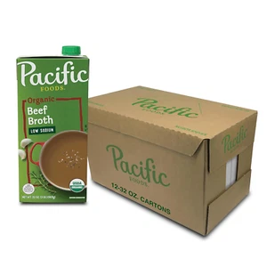 Pacific Foods Low Sodium Organic Beef Broth, 32 Oz Carton (12 Pack) - Picture 1 of 12
