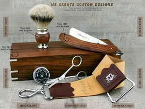 Kit de afeitado personalizado conjunto de regalo, grabado personalizado barba caja de afeitado para hombre - Imagen 1 de 4