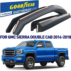 Rain Guards Vent Visors Shade for 2014-2018 GMC Sierra 1500 Double Cab - Picture 1 of 8