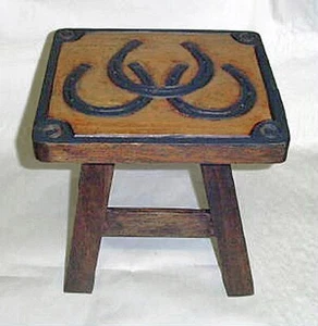 HORSESHOES WOOD FOOTSTOOL - Picture 1 of 1