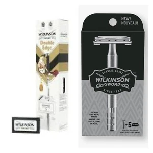 Navaja de afeitar Wilkinson Sword de doble filo de seguridad de dos lados y 100 hojas de afeitar DE - Imagen 1 de 25