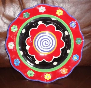 Nicole Engblom Whimsical Art Ruffled Edge Serving Decorative Bowl 13" - Picture 1 of 4