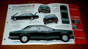 Rolls-Royce Camargue 1980 original Imp folleto especificaciones información 80 75 76 77 78 79 - Imagen 1 de 1