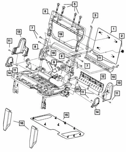 Panel trasero asiento trasero genuino Mopar 2005-2010 Chrysler Town & Country 5139390AA Foto 1 de 1