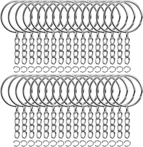 50 Stck. Großpackung Schlüsselanhänger Set, Split Schlüsselanhänger Ringe mit Kette 1 Zoll, Schlüsselringe, - Bild 1 von 6