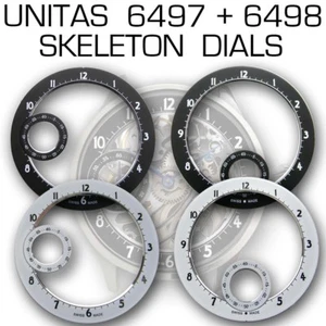 DIAL SKELETON Ø 38 MM FOR MOVEMENT ETA UNITAS 6497, 6498, BLACK OR WHITE - Picture 1 of 6