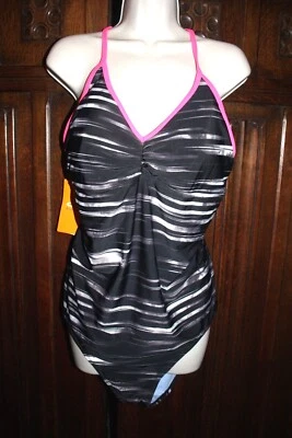 Champion Traje De Baño Espalda Corredora XL Negro Gris Rosa Nuevo Con Etiquetas Una Pieza Deportivo Foto 1 de 4