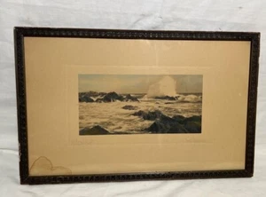Antique FRED THOMPSON Art Litho Print Signed (RARE) Ocean Scene(READ) - Picture 1 of 5