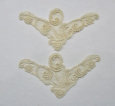 Guipure Lace Lingerie Handkerchief Corners Appliqués Vintage 1930's Switzerland - Image 1 of 4