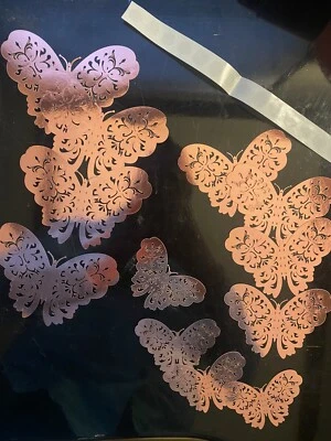 12 pc Foil Butterfly Wall Decor - 3 sizes - Rose Gold - Image 1 of 2