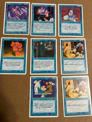 Set of 8 Blue MTG 4th Ed & Chronicles Cards Magic the Gathering NM Never Played - Image 1 of 2