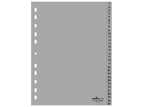 DURABLE Kunststoff-Register Ordnerregister Zahlen 1 - 31 DIN A4 Universallochung