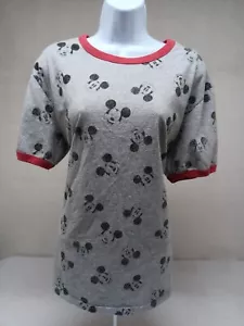 MAGLIETTA DISNEY DONNA EXTRA LARGE GRIGIO ROSSO RIFINITURA TESTA DI TOPOLINO MANICA CORTA - Foto 1 di 10