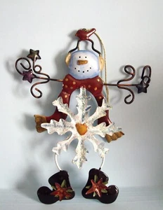 ORNAMENTO PUPAZZO DI NEVE IN METALLO...6" - Foto 1 di 1